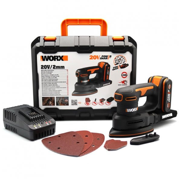 WORX WX822 20Volt 2.0Ah. Li-ion Şarjlı Profesyonel Üçgen Mouse Zımpara - 6