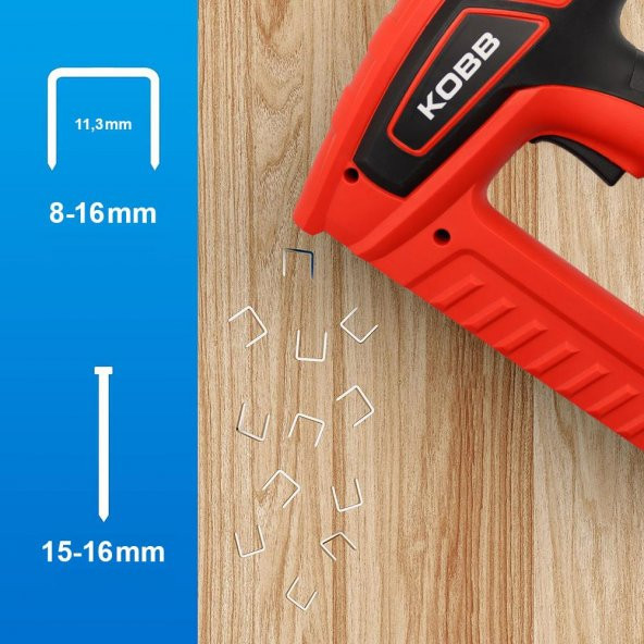 KOBB KBZ200 8-16mm Zımba ve 15-16mm Profesyonel Çivi Çakma Makinesi + 3000 adet Yedek Zımba ve Çivi - Resim 2