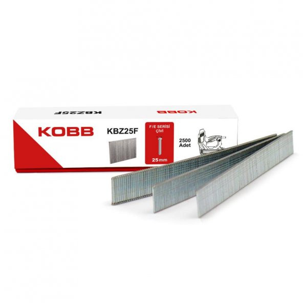 KOBB KBZ25F 25mm 2500 Adet F/E/J/8 Serisi Ağır Hizmet Tipi Kesik Başlı Çivi