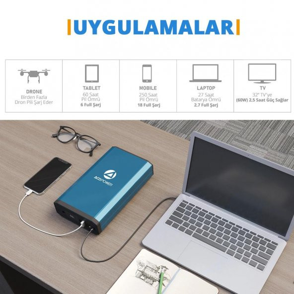 Acopower X230 14.8Volt 13Amper Li-ion Yedek Buzdolabı Aküsü + Powerbank + LED Lamba - 4