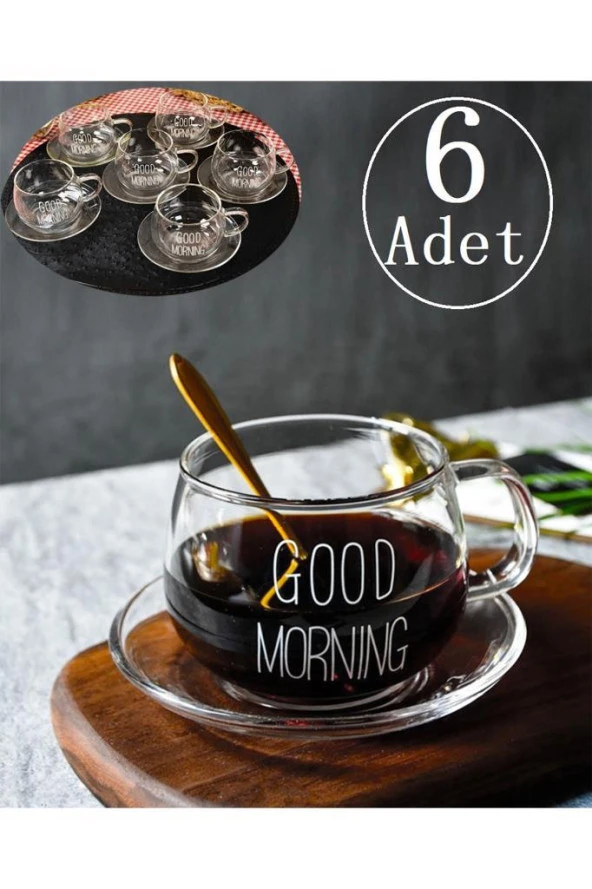 Arow Good Morning Borosilikat Cam Çay Seti 200 ml 2956
