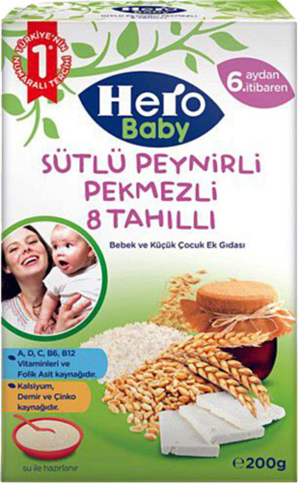 ÜLKER HERO BABY 200GR SÜTLÜ PEYNİRLİ PEKMEZLİ 8 TAHILLI