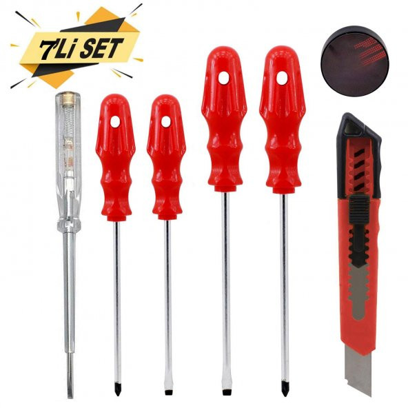 (7Li SET) Tornavida Seti Düz Yıldız Uçlu Maket Bıçağı Bant - 2