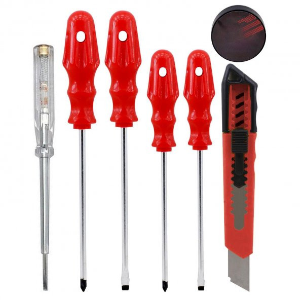 (7Li SET) Tornavida Seti Düz Yıldız Uçlu Maket Bıçağı Bant - 6