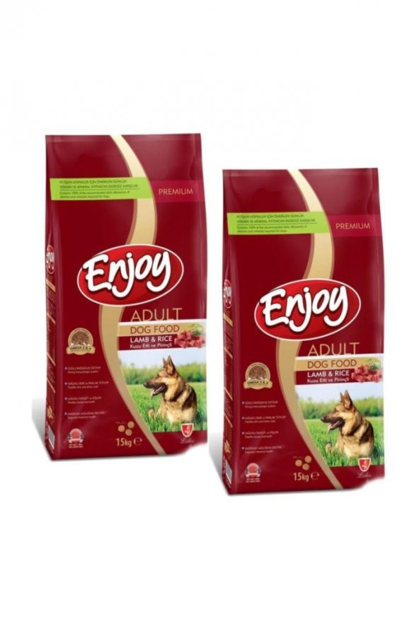 Enjoy Enjoy Kuzu Etli ve Prinçli Yetişkin Köpek Maması 15 kg 2 Adet