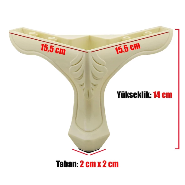 Lukens Desenli Mobilya Kanepe Koltuk TV Ünitesi Ayağı 14 cm Krem Baza Ayakları (4 ADET) - 5