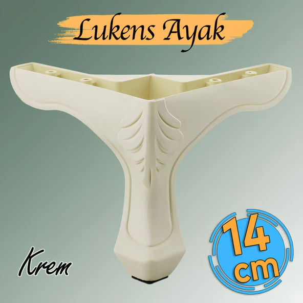 Lukens Desenli Mobilya Kanepe Koltuk TV Ünitesi Ayağı 14 cm Krem Baza Ayakları (4 ADET) - 4