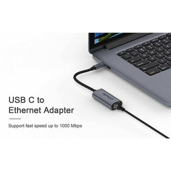 Qgeem USB Type-C to RJ45 Gigabit Ethernet Dönüştürücü Çoklayıcı Adaptör - 7