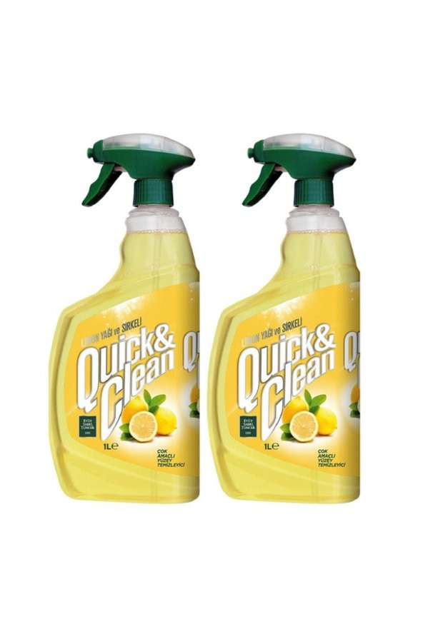 Quick Clean Limon Yağı Sirkeli Çok Amaçlı Yüzey Temizleyici - 1lt - 2 Adet