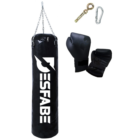 Desfabe Boxing Star 70x25 Cm Zincirli Boks Kum Torbası Siyah +Askı Aparatı+Boks Eldiveni