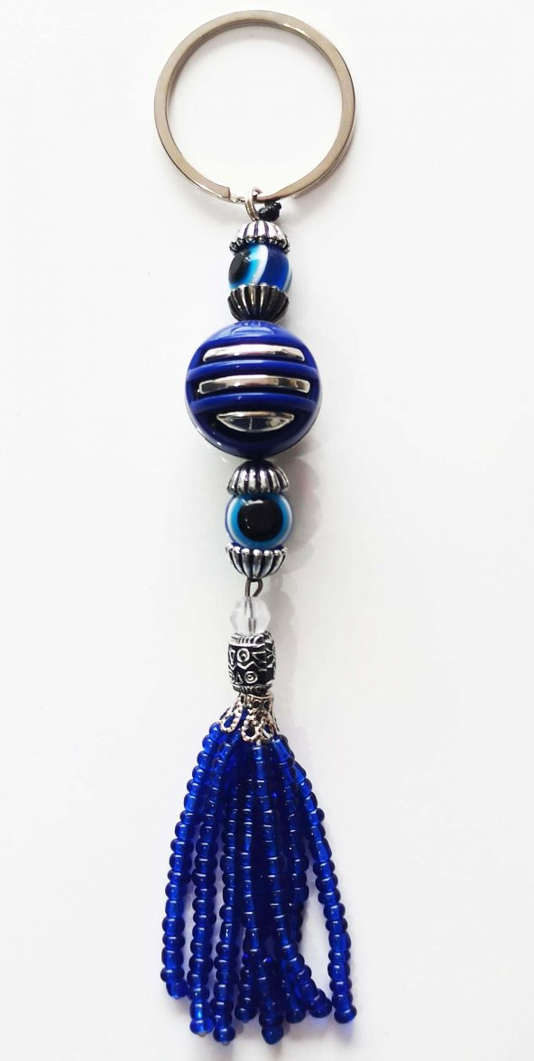 Nazar Boncuklu Mavi Püsküllü Ve Toplu Anahtarlık - 2