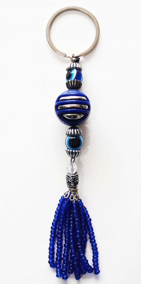 Nazar Boncuklu Mavi Püsküllü Ve Toplu Anahtarlık - 3