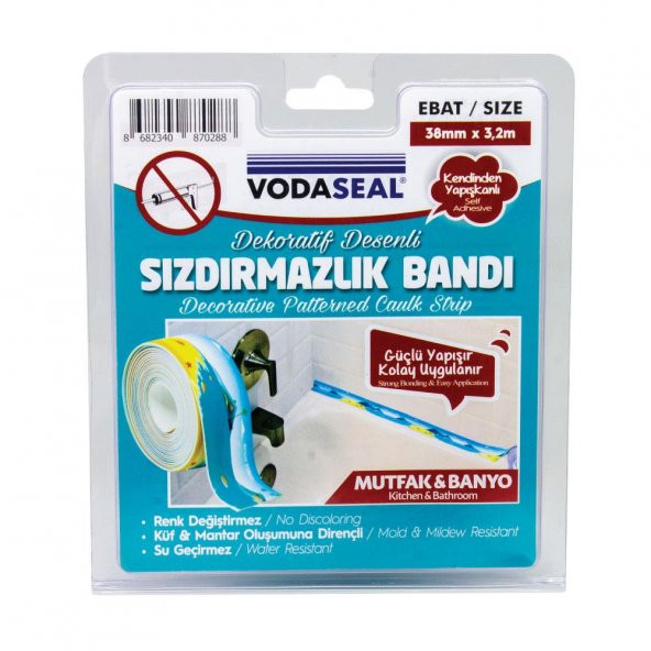 Vodaseal Küvet Kenarı Sızdırmazlık Bantı Desenli 38 mm * 3,20 mt