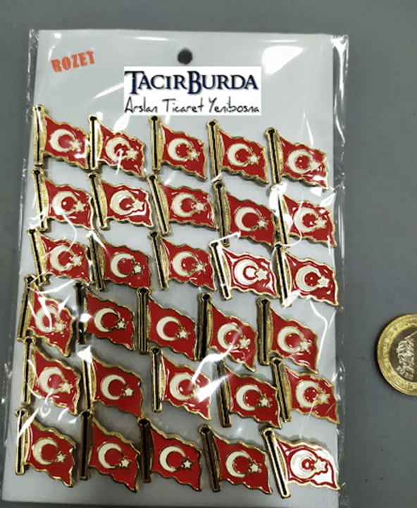30 Adet Siyah Direkli Bayrak Yaka Rozeti.76.232.PÖ.
