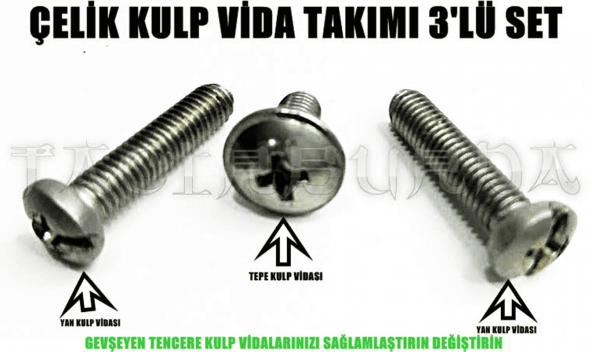 Tencere Çelik Kulp Vida Takımı 3Lü Set / Kulp.97.111.MTFTM.
