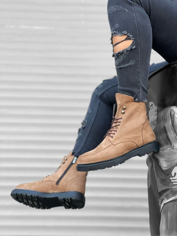 BA0212 İçi Dışı Hakiki Nubuk Deri Taba Erkek Bot - Resim 3