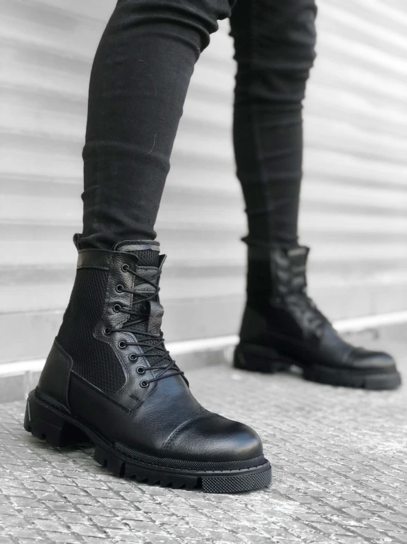 BA0183 İçi Dışı Hakiki Deri Siyah Erkek Postal Bot - 3