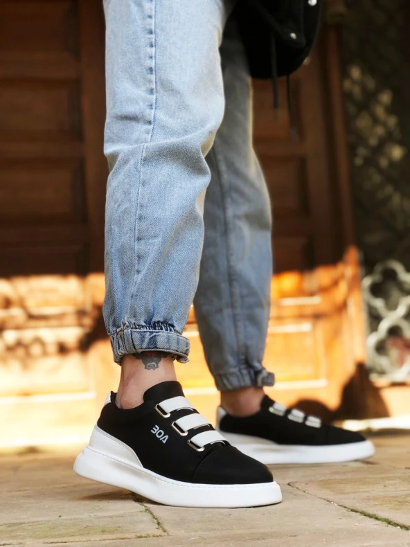 BA0329 3 Bant Siyah Beyaz Detaylı Kalın Taban Casual Erkek Ayakkabı - 7