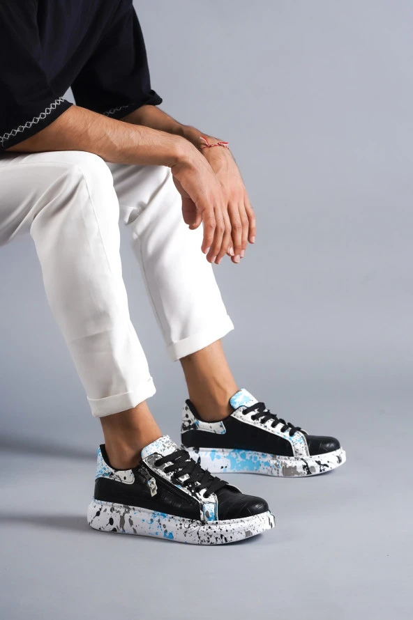 KB02 Crocodile  Siyah Mavi Erkek Ayakkabı - Resim 2