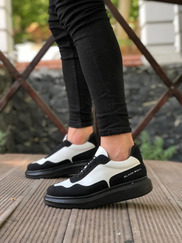 BA0238 BOA Yüksek Taban Siyah Beyaz Bağcıklı Erkek Ayakkabı - 2