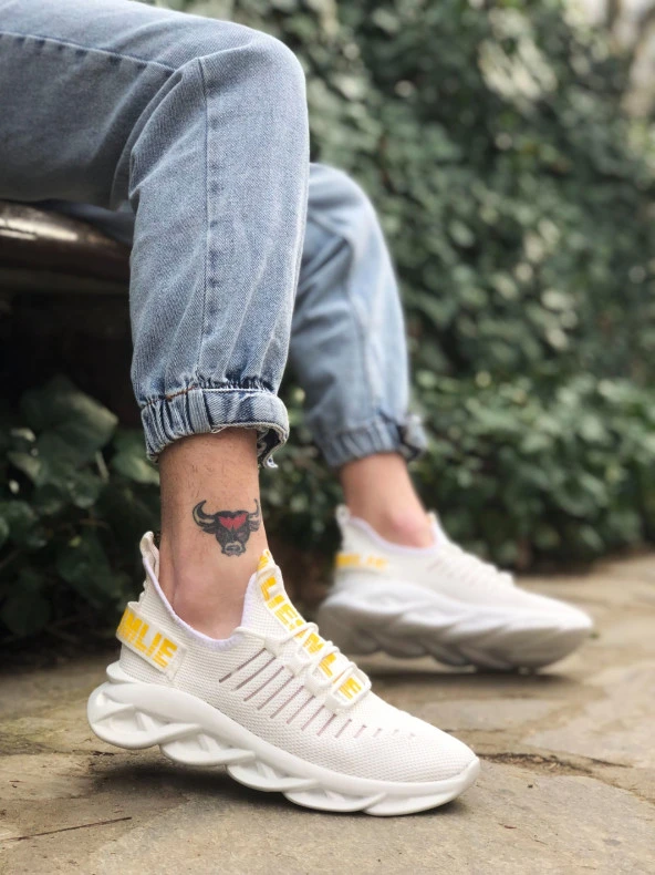 BA0602 Phantom Yüksek Taban Tarz Sneakers Beyaz Erkek Spor Ayakkabısı - 2