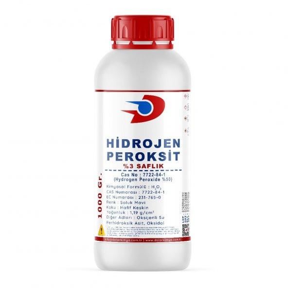 Dolar Kimya Hidrojen Peroksit - Oksijenli Su - 3 Saflık - 1.00 Kg