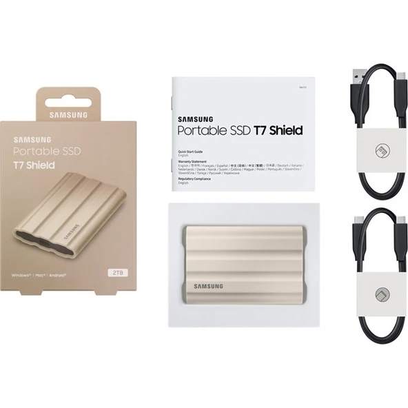 Samsung T7 2TB Usb 3.2 Gen 2 Type-C Bej Shield - Resim 3