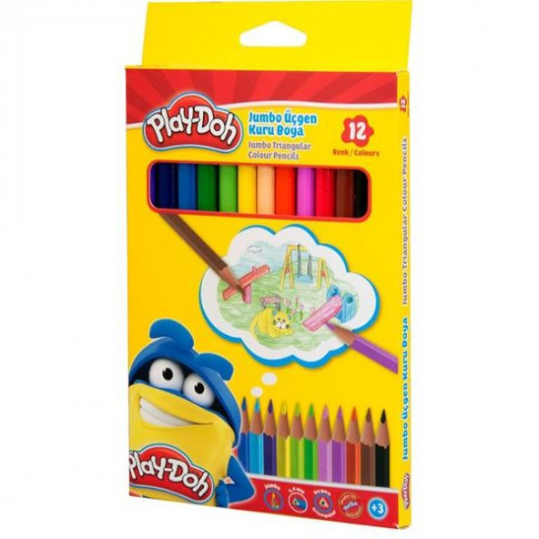 Play-Doh Kuru Boya Jumbo Üçgen 12 Renk PLAY-KU008 ürün görseli