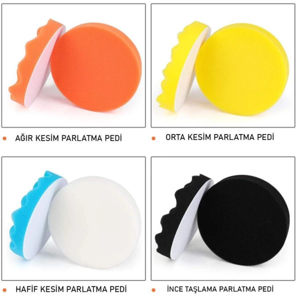 Rodex Pasta Cila Polisaj Süngeri Pedi Seti 115 mm Otomotiv Parlatıcı (30 PARÇA) - 6