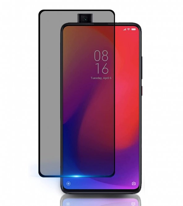 Xiaomi Mi 9T Gizli Hayalet Ekran Koruyucu Yandan Gözükmez Temperli Cam