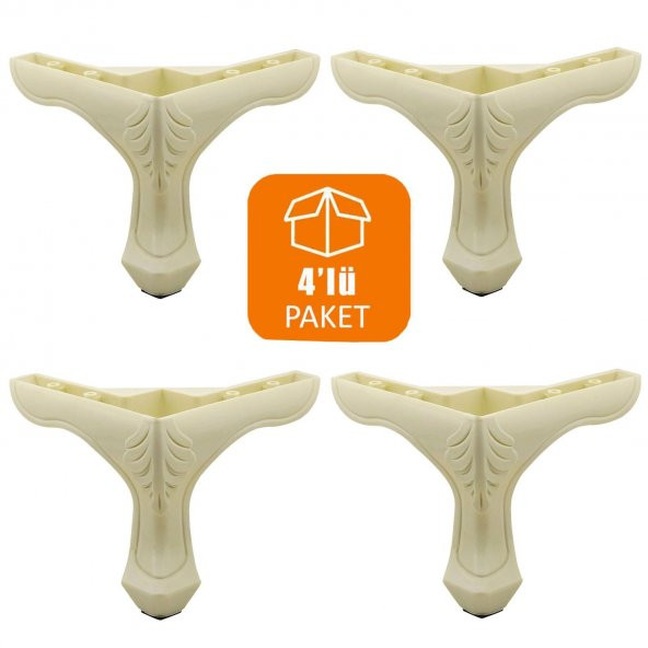 Mobilya Kanepe Koltuk Ünite Ayağı 14 cm Krem Baza Ayak (4 ADET) - Resim 2