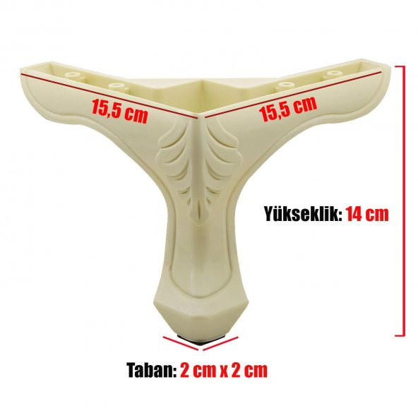 Mobilya Kanepe Koltuk Ünite Ayağı 14 cm Krem Baza Ayak (4 ADET) - Resim 5