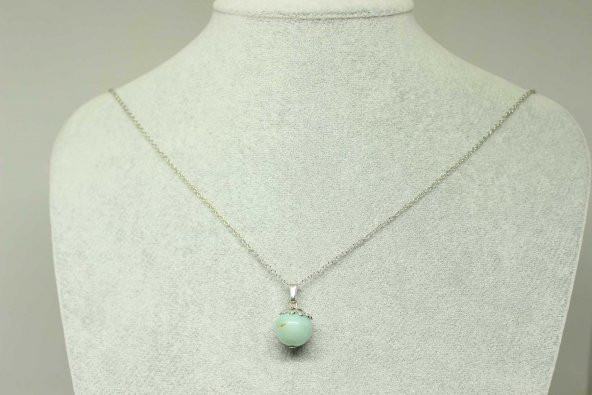 Amazonit taşı Kolye Ucu Zincirli ürün görseli