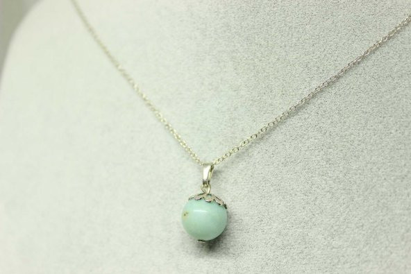 Amazonit taşı Kolye Ucu Zincirli - Resim 3