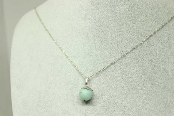 Amazonit taşı Kolye Ucu Zincirli - Resim 4