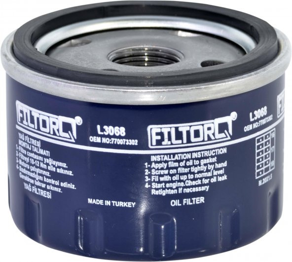 Renault Megane 1.5 Dizel  2002-2005   Filtorq Yağ Filtresi L3068 ürün görseli
