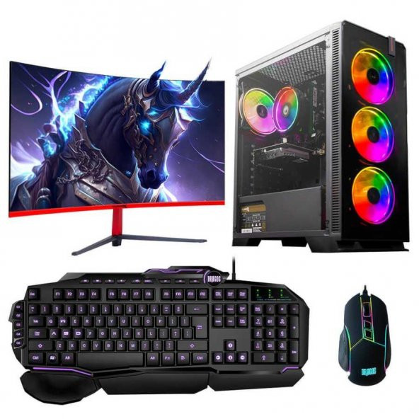 Turbox Tx1255 i5 4440 8GB Ram 256GB M.2 NVMe SSD 4GB GTX1050Ti 27 inç Curved Masaüstü Oyun Bilgisayarı