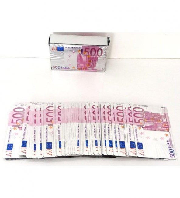 Gümüş Rengi 500 Euro Şeklinde İskambil Kağıdı Seti