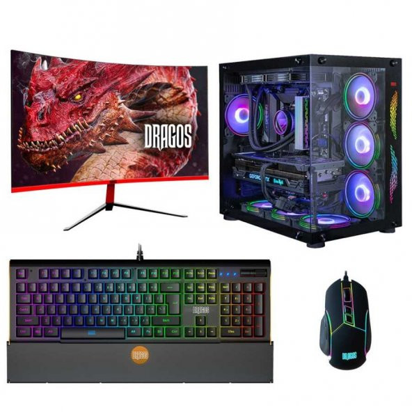 Dragos DRx1578 i7 12700F 32GB Ram 512GB M.2 NVMe SSD 8GB RTX3060Ti 27 inç Curved Oyuncu Bilgisayarı
