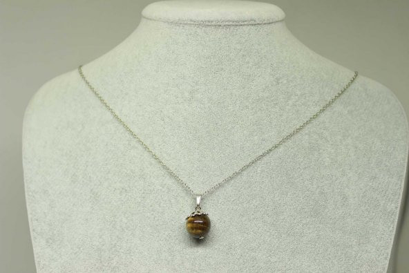 Kaplan Gözü Taşı Kolye Ucu Zincirli ürün görseli