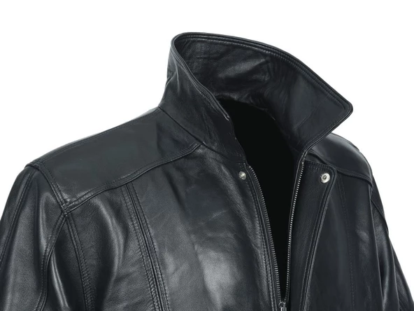 Beli Lastikli Model Siyah Renk Erkek Deri Mont - 2