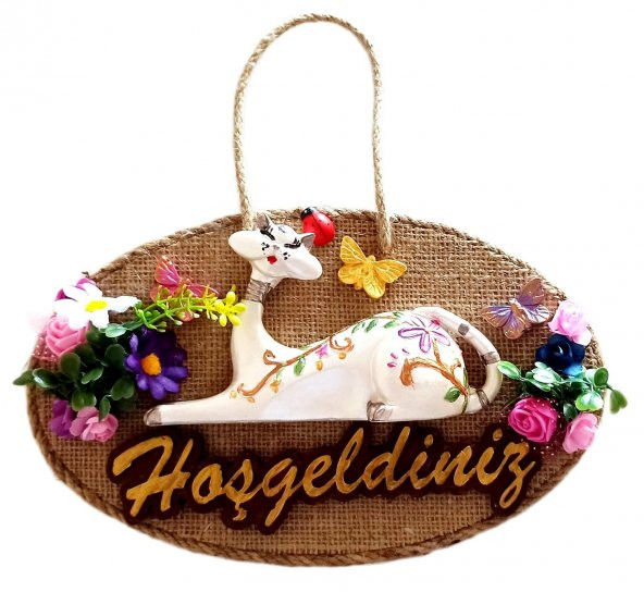 Kedi Figürlü El Yapımı Hoşgeldiniz Kapı Süsü ürün görseli