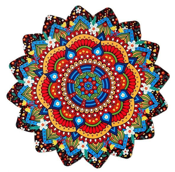 Mandala Desenli Papatya Çiçekli Ahşap Nihale