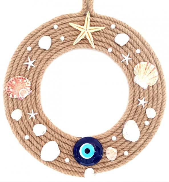 Deniz Yıldızlı İncili Nazar Boncuklu Duvar Ve Kapı Süsü - Resim 2