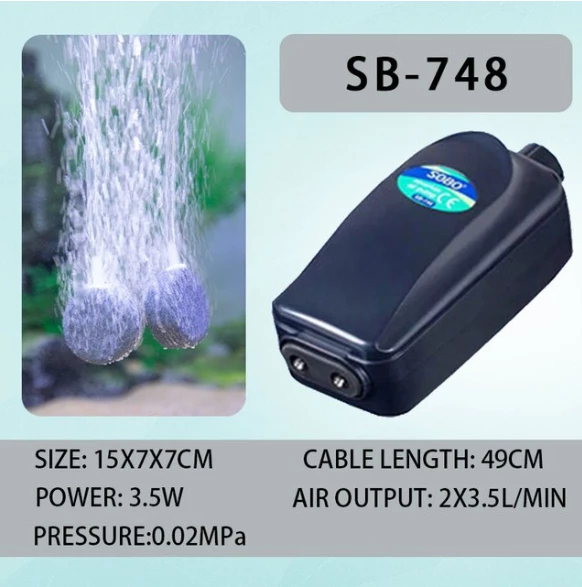 Sobo Ayarlanabilir Çift Çıkışlı Hava Motoru 8W 2x3.5 Lt/dak SB-748 - 2