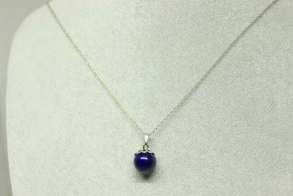Lapis Taşı Kolye Ucu Zincirli - Resim 4