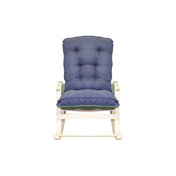 Mobildeco Sultan Lüx Ahşap Çift Minderli Çift Cepli Sallanan Sandalye Yeşil/Füme - 6