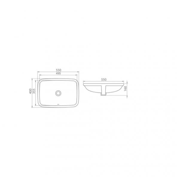 Turkuaz Cerastyle City Tezgah Altı Hilton Lavabo 40x55 cm - 2