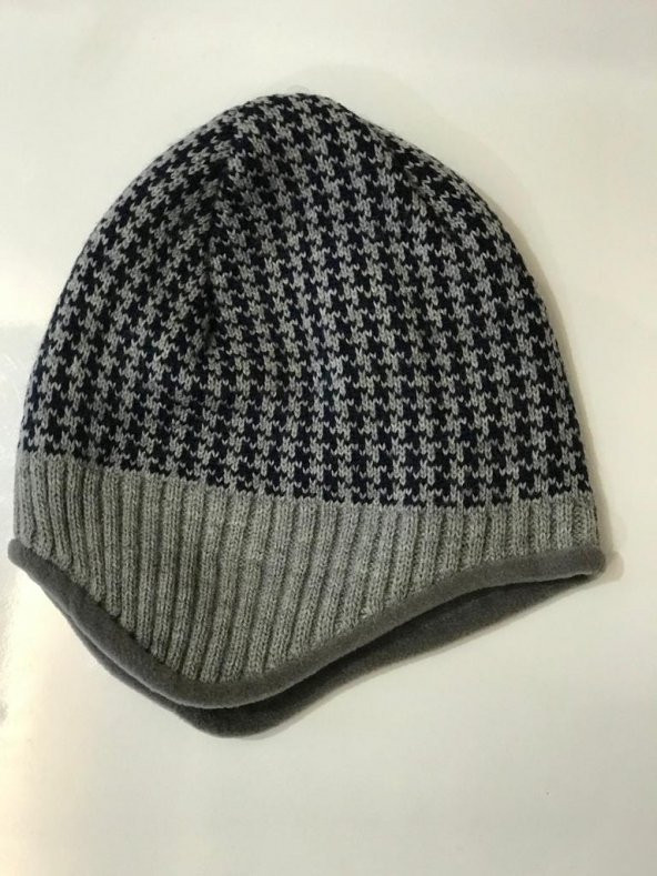 İçi Polarlı Kulaklı Beyaz Kartanesi Desenli Kulaklı Bere - 3