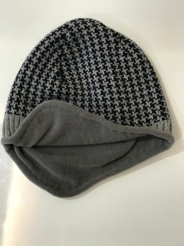 İçi Polarlı Kulaklı Beyaz Kartanesi Desenli Kulaklı Bere - 4